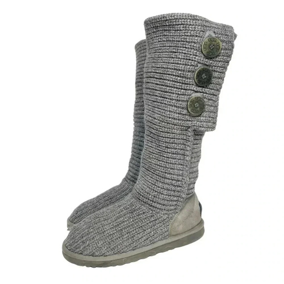 UGG Classic Cardy Grey Knit Boot Women's Size 8 - Picture 3 of 12